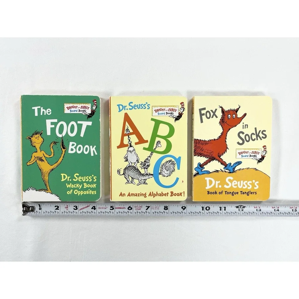 Lot of 3 Dr Seuss Bright Early Board Books ABC Fox in Socks The Foot Book Bundle